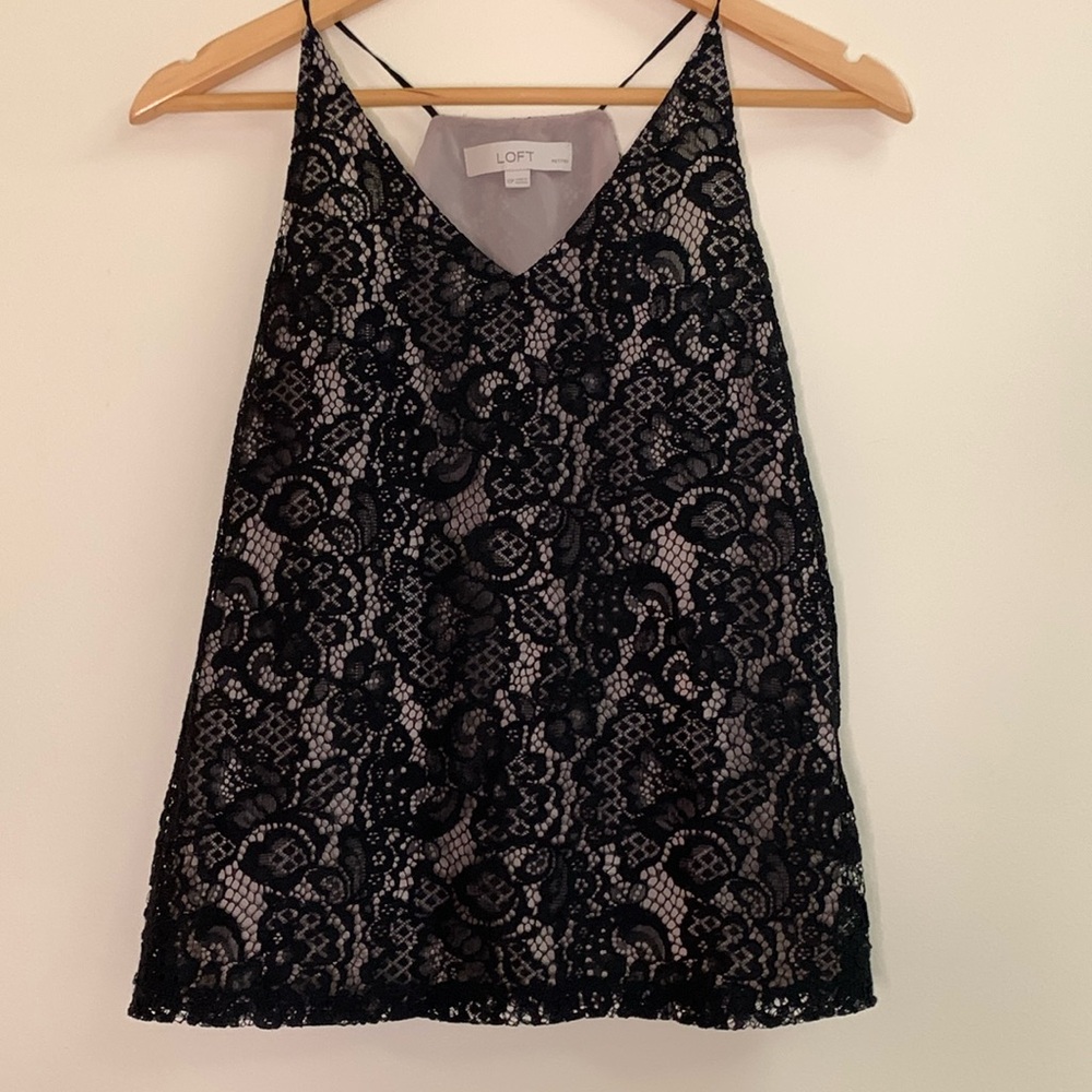 LOFT, XSP, Black Lace Cami